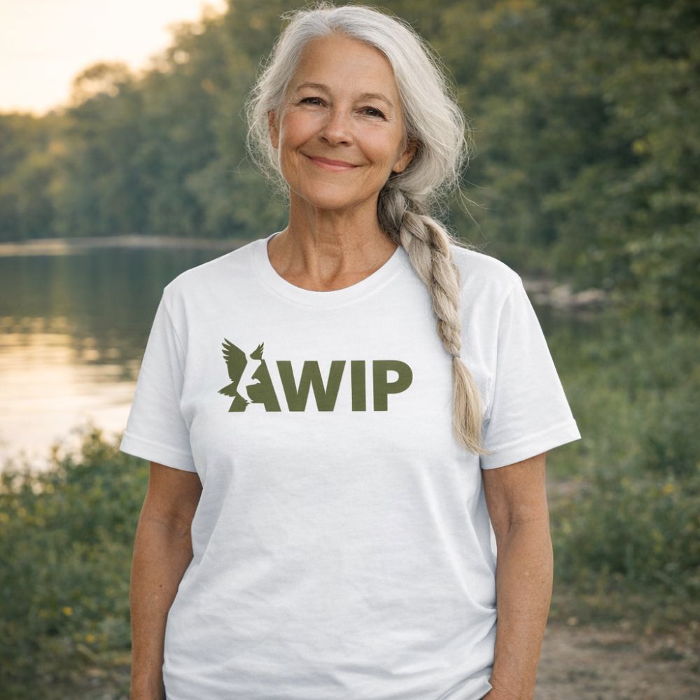 AWIP Unisex White Cotton T-Shirt with Eagle Logo