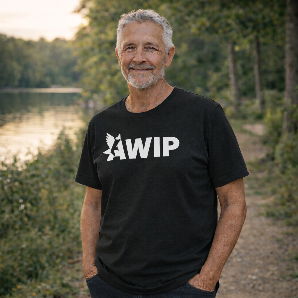 AWIP Unisex Black Cotton T-Shirt with Eagle Logo