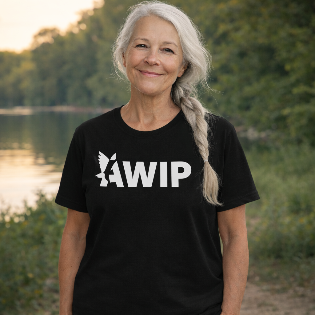 AWIP Unisex Black Cotton T-Shirt with Eagle Logo