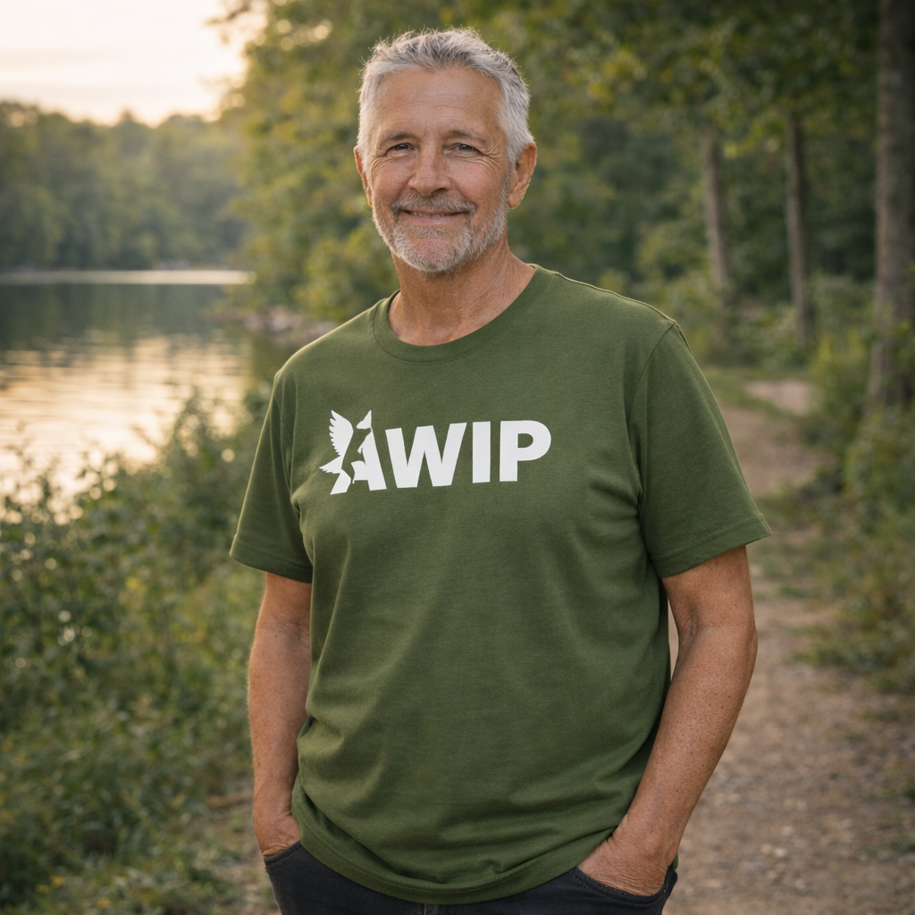 AWIP Unisex Olive Cotton T-Shirt with Eagle Logo