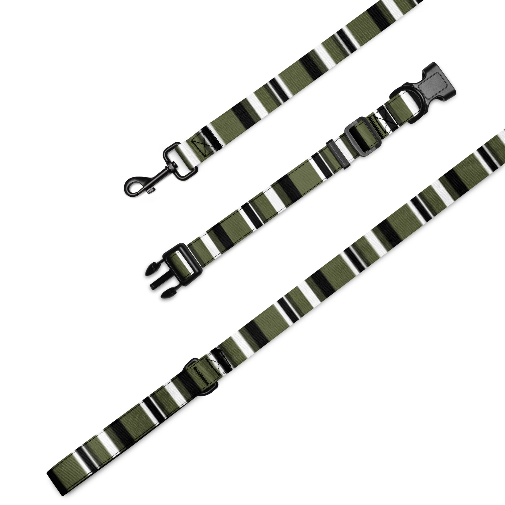 AWIP Olive Stripe Walk Set (Collar + Lead)