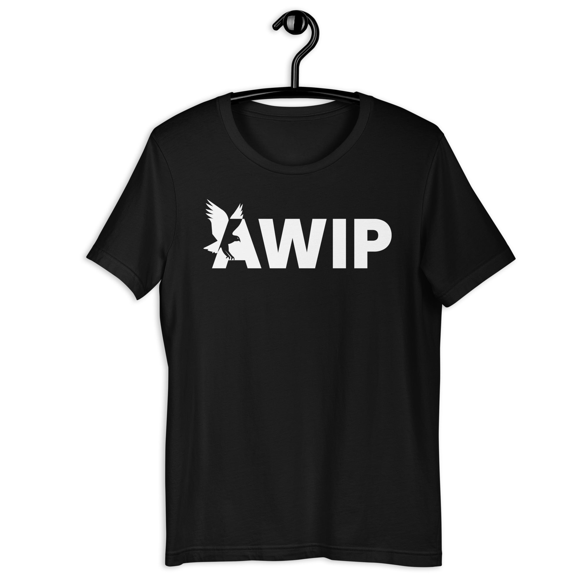 AWIP Unisex Black Cotton T-Shirt with Eagle Logo