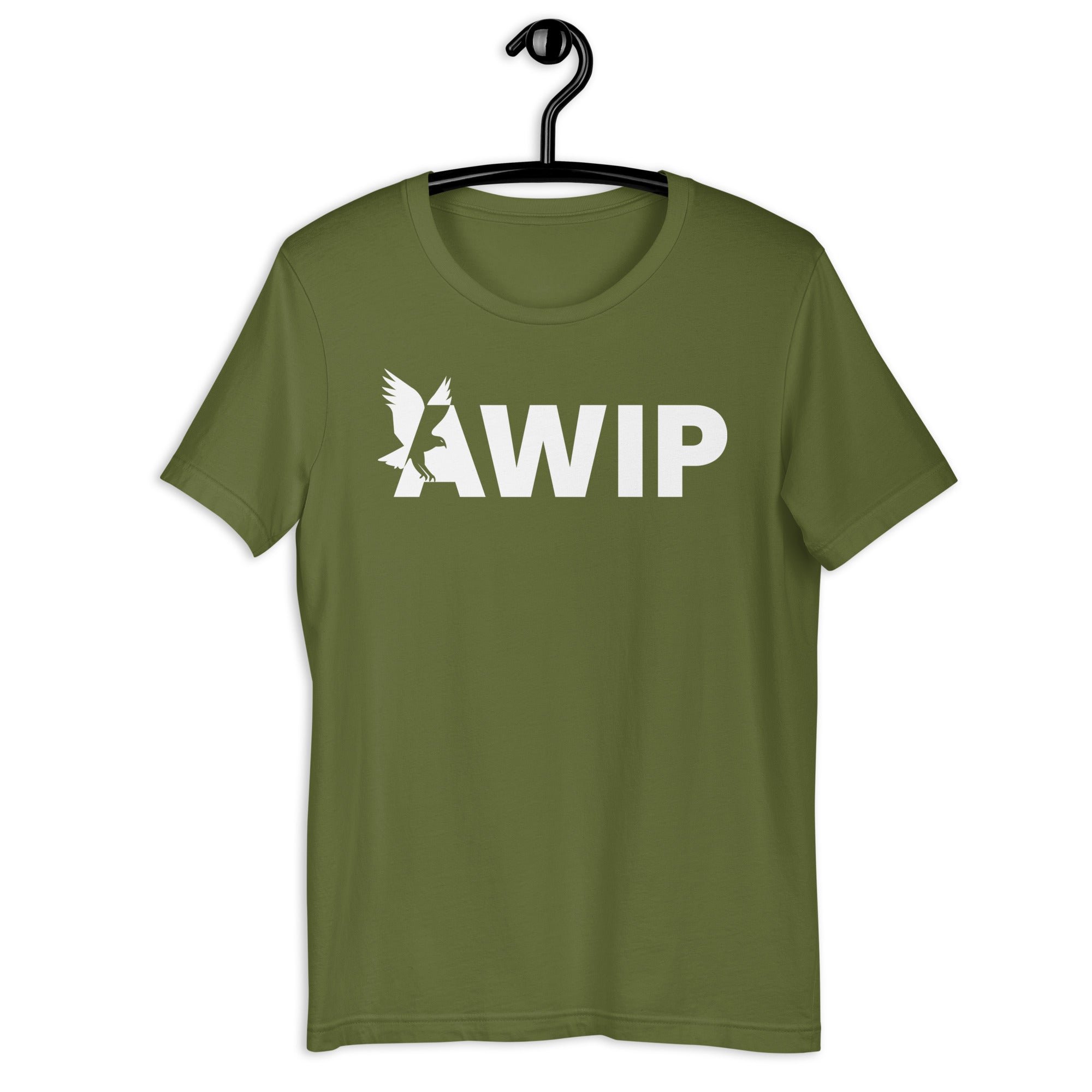 AWIP Unisex Olive Cotton T-Shirt with Eagle Logo