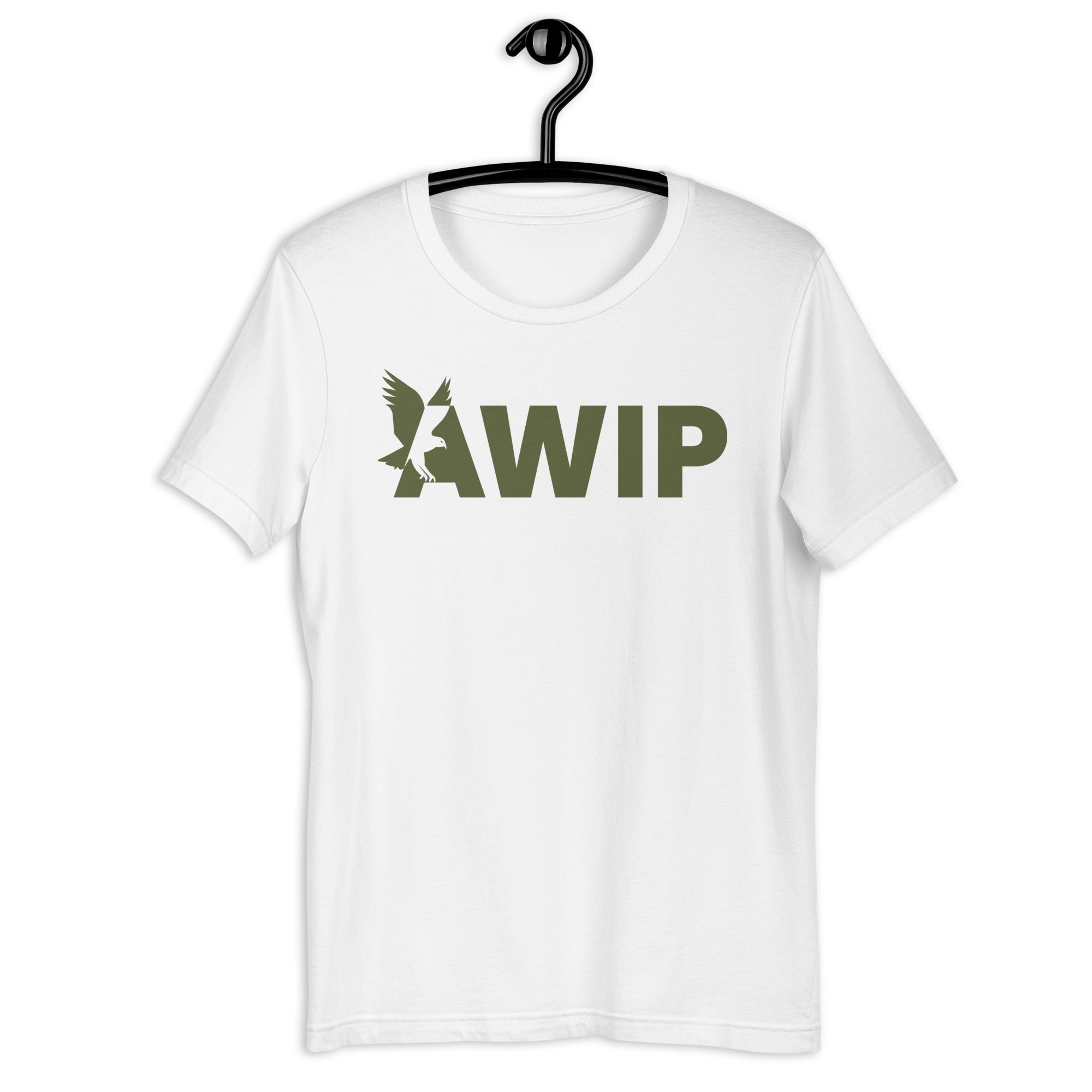 AWIP Unisex White Cotton T-Shirt with Eagle Logo