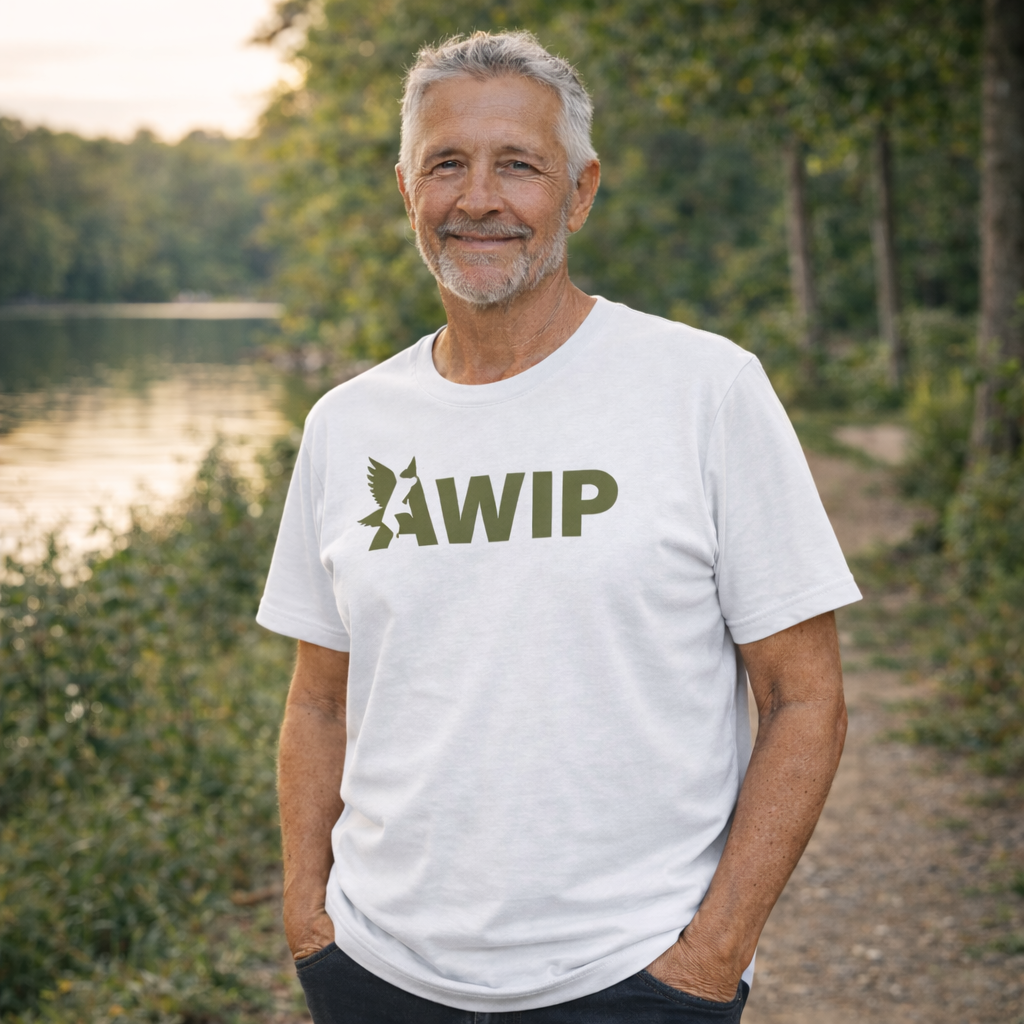 AWIP Unisex White Cotton T-Shirt with Eagle Logo